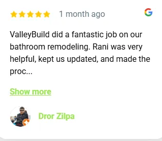 Five-star Google review from a ValleyBuild remodeling customer